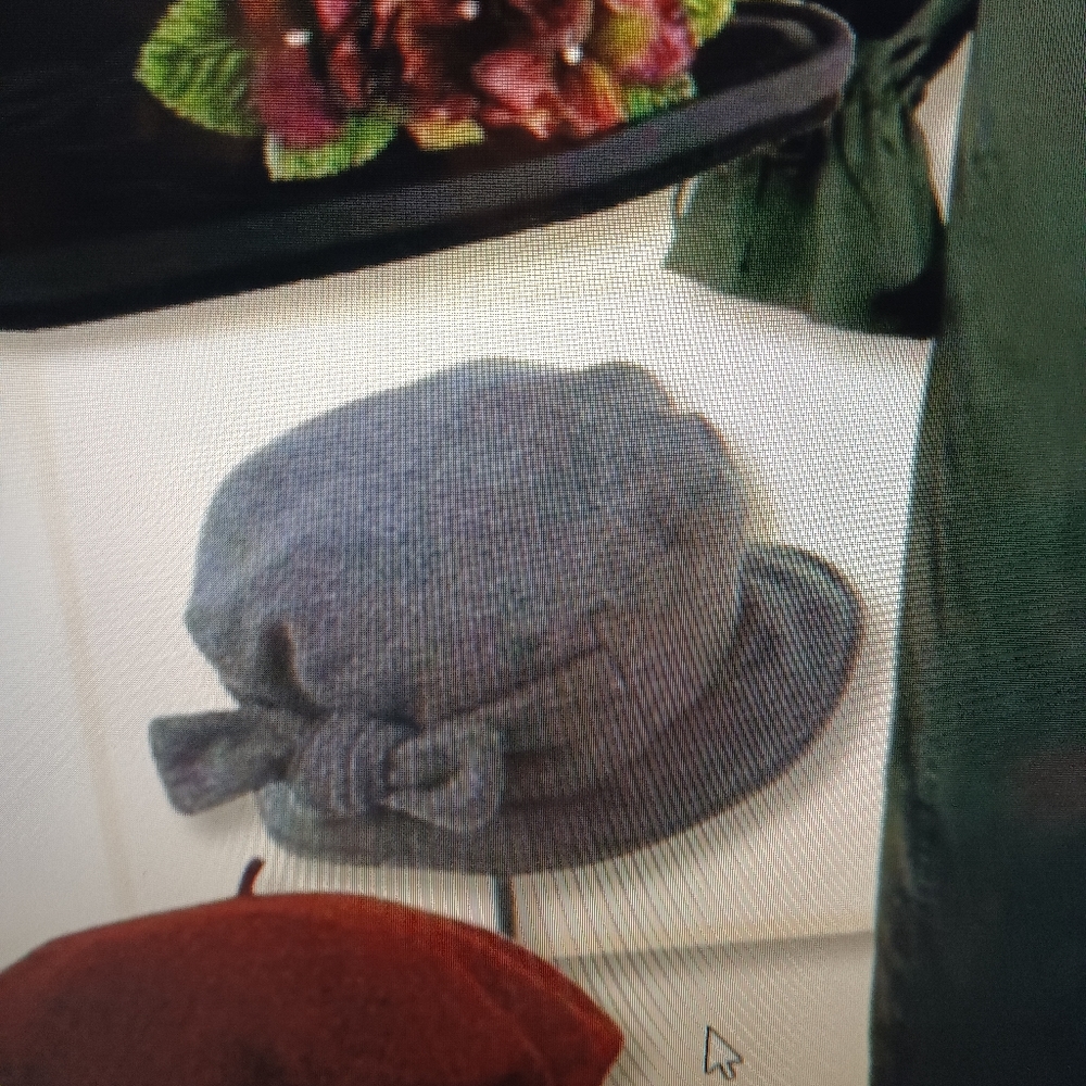Victorian Trading Co Jane Eyre/Jane Austin Knotted Ribbon Charcoal Gray Wool Cap